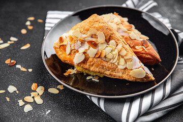 almond triangle cake cream puff pastry sweet dessert delicious healthy eating cooking appetizer...
