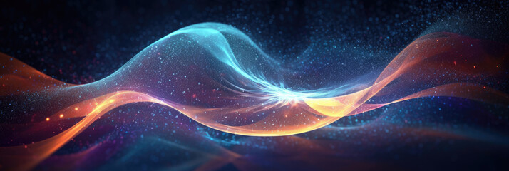 Obraz premium Abstract futuristic wave with dynamic particles for background. Generative Ai