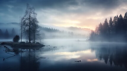 Fototapeta na wymiar Lake in the Mist