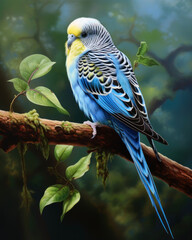 Small budgie on a thin branch