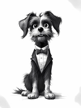 illustration de chien en noir et blanc comique