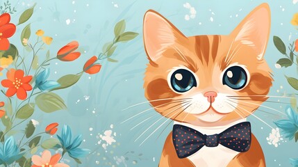 Obraz premium Cute furry animal among vibrant flowers, perfect for animal themes