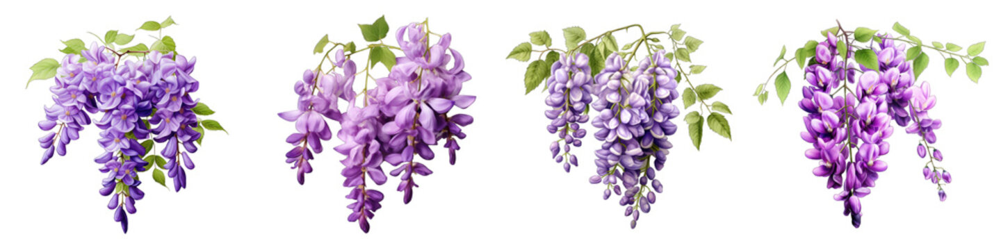 Wisteria Flower Hyperrealistic Highly Detailed Isolated On Transparent Background PNG File