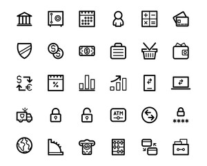 Finance, Banking and business line icon collection Big UI icon set in a flat design.