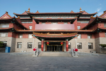 Fototapeta premium Entrance of Chinese Ancient Architectural Style Hotel