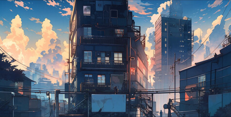Neon Dreamscape: Dystopian City Under the Gritty Skyline, Generative AI