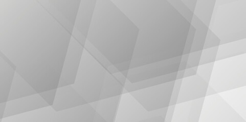 Abstract minimal geometric white and gray light background design. white transparent material in triangle diamond and squares shapes in random geometric pattern.