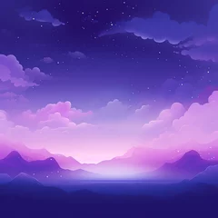 Foto op Plexiglas Purple night landscape, image of nature, sky, mountains © Tata Che