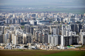 Afula, Israel: Panoramic view on a city.