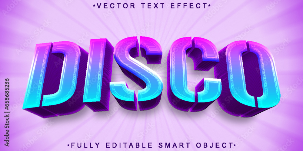 Poster shiny retro disco vector fully editable smart object text effect