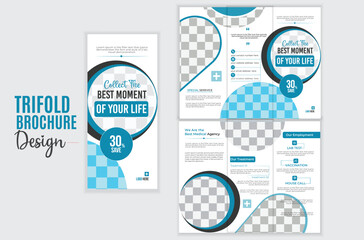  Neat and clean Medical healthcare trifold brochure design template 