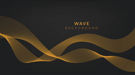 Abstract vector background with golden luxury wavy lines