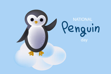 Penguin Awareness Day ad Flat Cartoon Hand Drawn vector illustration.