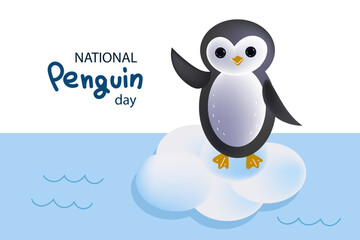 Penguin Awareness Day ad Flat Cartoon Hand Drawn vector illustration.