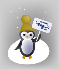 Penguin Awareness Day ad Flat Cartoon Hand Drawn vector illustration.