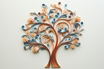 Fototapeta na wymiar Paper tree in quilling style