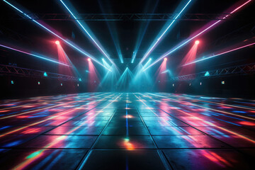 Colored dance floor in a night disco club - obrazy, fototapety, plakaty