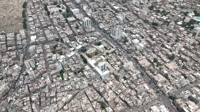 A drone for the city of Taiz, showing Jamal Street, the largest street in the city