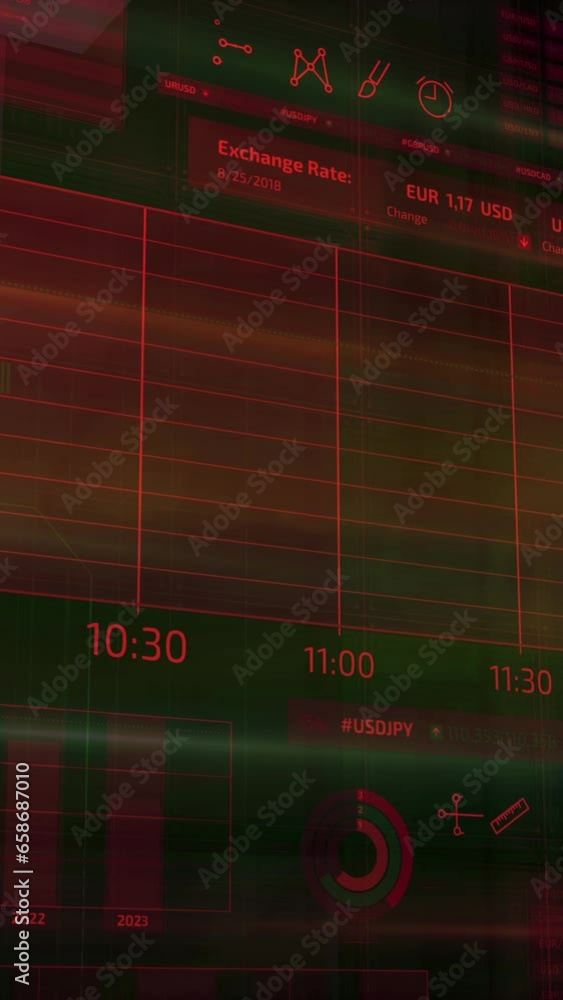 Poster background of animated graphs and trading tools