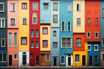 Colored house facade with bright colors - obrazy, fototapety, plakaty