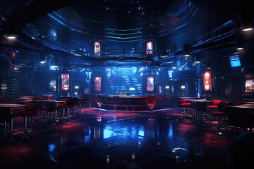 Relaxation area and bar counter in the night club