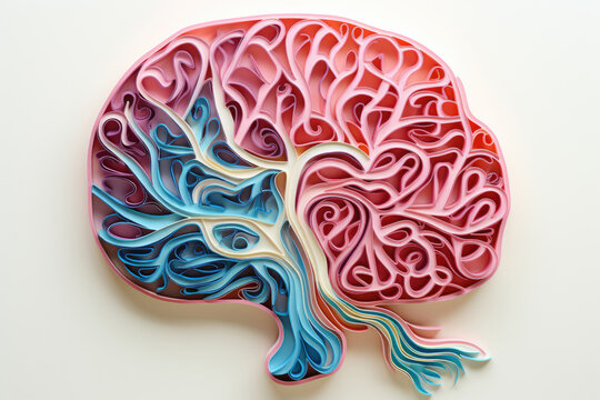 Brain made from paper in quilling style, Parkinson's disease, dementia, mental health concept - Powered by Adobe