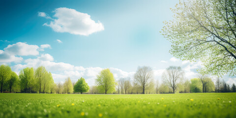 Forest Glade With Trees On The Horizon On A Blue Sky Background Created Using Artificial Intelligence