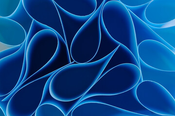 Abstract, blue paper background with smooth lines.