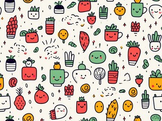 cute doodle seamless pattern