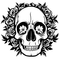Skull and flowers