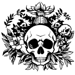 skull and flowers crossbones