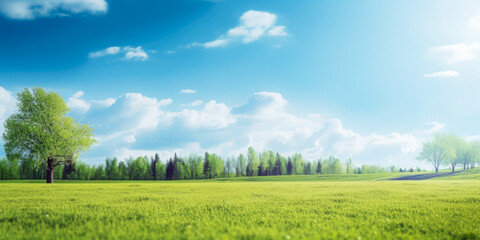 Forest Glade With Trees On The Horizon On A Blue Sky Background Created Using Artificial Intelligence