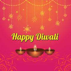 Happy Diwali template, poster design. Happy Diwali celebration background.  Diwali celebration greeting card, vector illustration design. 