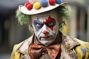 Fototapeta na wymiar man dressed up with clown costume