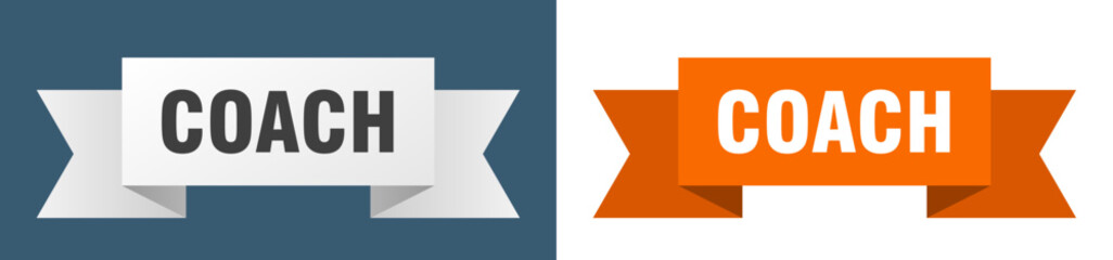 coach ribbon. coach isolated paper sign. banner