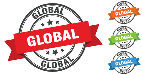 global stamp. round band sign set. label