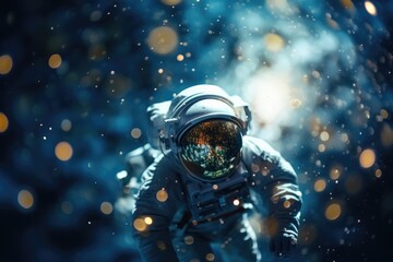 Lone astronaut floating against the backdrop of an starry galaxy - Deep Space Exploration - AI Generated