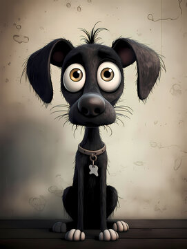 illustration de chien en noir et blanc comique