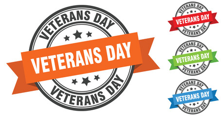 veterans day stamp. round band sign set. label