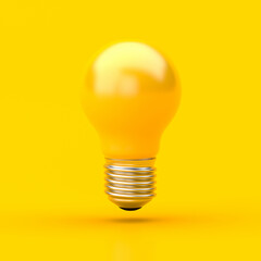 3d illustration of yellow bulb on yellow background.