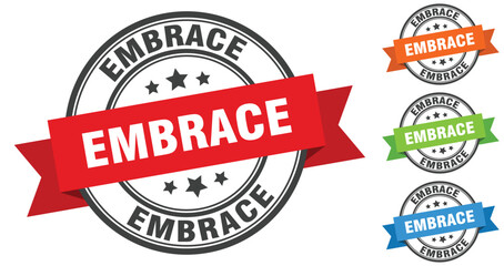 embrace stamp. round band sign set. label