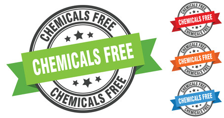 chemicals free stamp. round band sign set. label