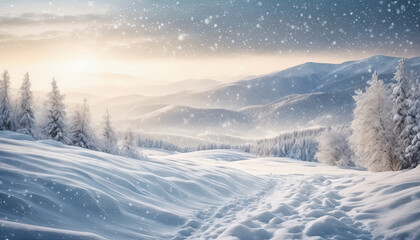 Winter's Whisper: Ultrawide Background with Delicate Snowfall
