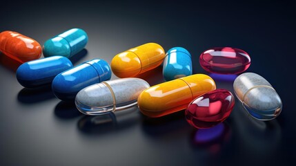 Lots of colorful pills on the table