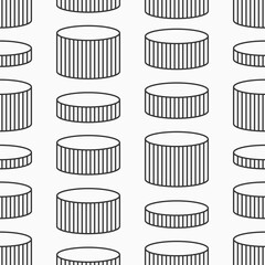Striped cylinders seamless vector pattern. Stylish pattern design. Geometric shapes pattern. Vector seamless geometric black and white background.