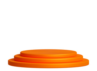 Empty orange plinth for product presentation.Podiums on transparent background