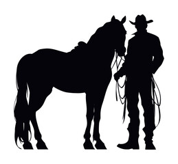cowboy silhouette in horse icon design