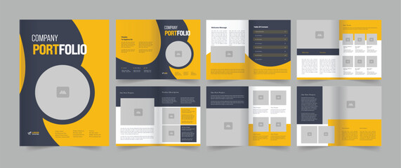 company portfolio presentation brochure template with cover, back and inside pages, company portfolio Layout concept.