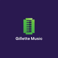 Abstract razor blade logo design. Colorful gradient barber shop music logo.