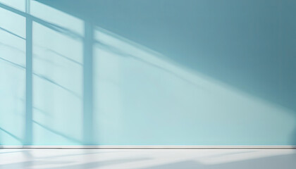 Modern Product Display: Light Blue Backdrop with Subdued Window Shadows